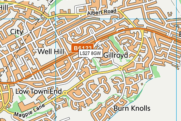 LS27 8GW map - OS VectorMap District (Ordnance Survey)