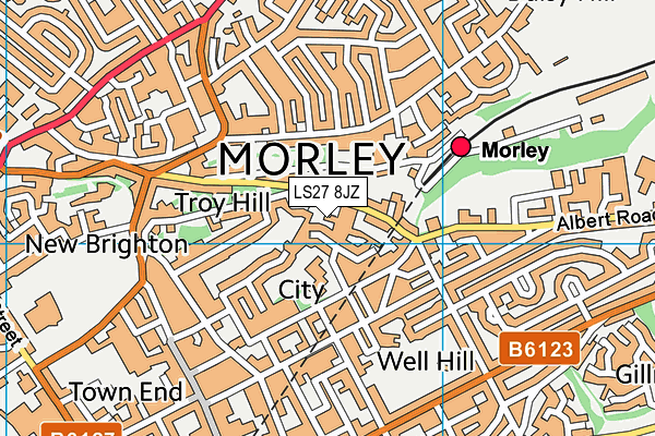 LS27 8JZ map - OS VectorMap District (Ordnance Survey)