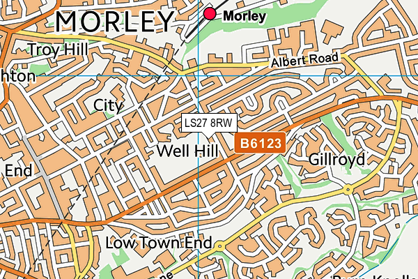 LS27 8RW map - OS VectorMap District (Ordnance Survey)