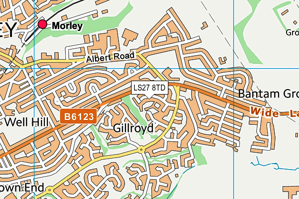 LS27 8TD map - OS VectorMap District (Ordnance Survey)
