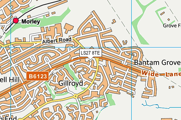 LS27 8TE map - OS VectorMap District (Ordnance Survey)