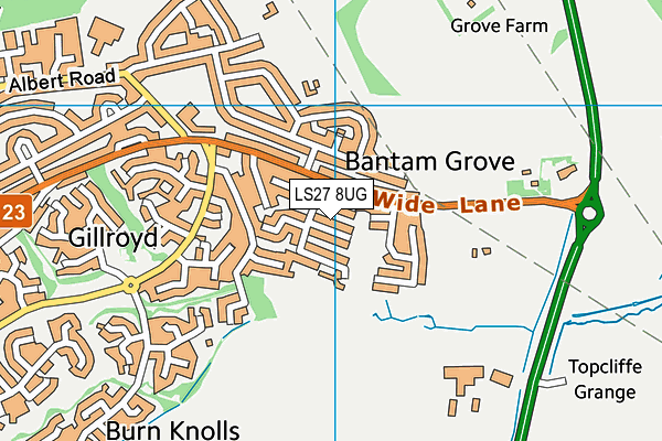 LS27 8UG map - OS VectorMap District (Ordnance Survey)