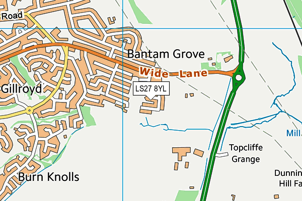 LS27 8YL map - OS VectorMap District (Ordnance Survey)