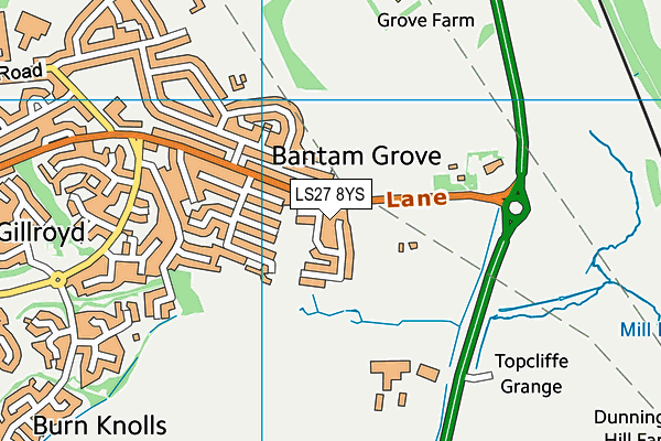 LS27 8YS map - OS VectorMap District (Ordnance Survey)