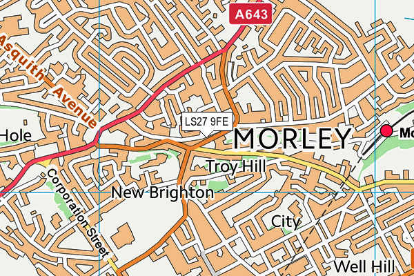 LS27 9FE map - OS VectorMap District (Ordnance Survey)