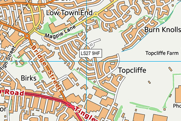 Glen Road Playing Fields map (LS27 9HF) - OS VectorMap District (Ordnance Survey)
