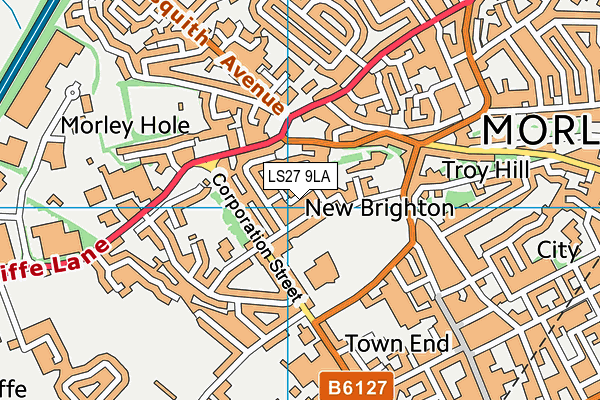 LS27 9LA map - OS VectorMap District (Ordnance Survey)