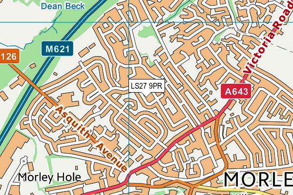 LS27 9PR map - OS VectorMap District (Ordnance Survey)