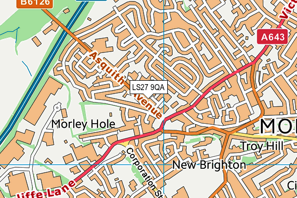 LS27 9QA map - OS VectorMap District (Ordnance Survey)