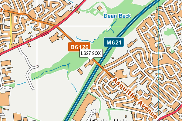 LS27 9QX map - OS VectorMap District (Ordnance Survey)