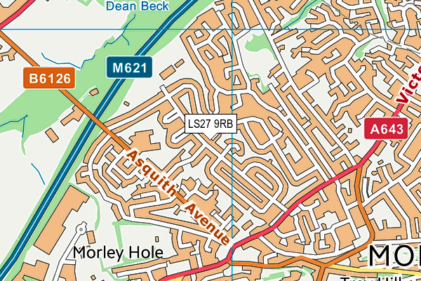 LS27 9RB map - OS VectorMap District (Ordnance Survey)
