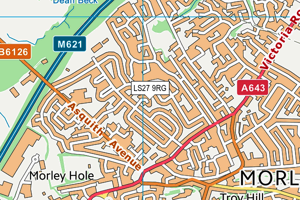 LS27 9RG map - OS VectorMap District (Ordnance Survey)