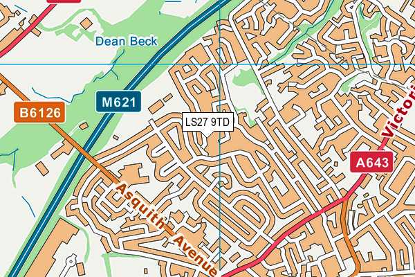 LS27 9TD map - OS VectorMap District (Ordnance Survey)