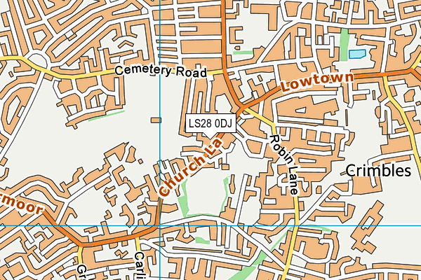 LS28 0DJ map - OS VectorMap District (Ordnance Survey)