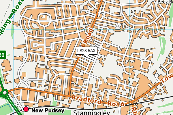 LS28 5AX map - OS VectorMap District (Ordnance Survey)