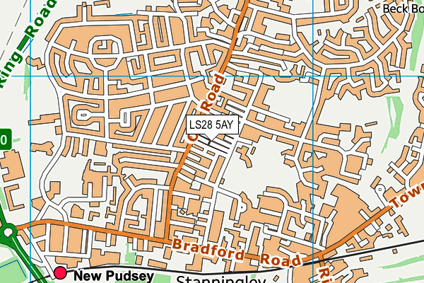 LS28 5AY map - OS VectorMap District (Ordnance Survey)