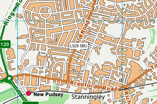 LS28 5BU map - OS VectorMap District (Ordnance Survey)