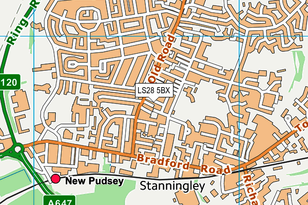 LS28 5BX map - OS VectorMap District (Ordnance Survey)