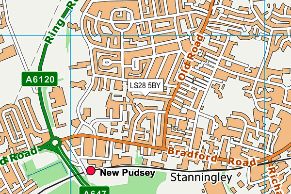 LS28 5BY map - OS VectorMap District (Ordnance Survey)