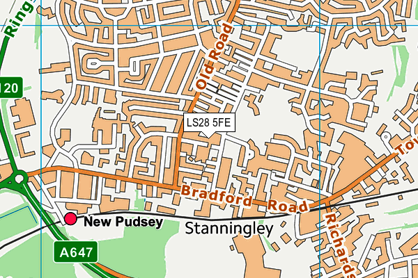 LS28 5FE map - OS VectorMap District (Ordnance Survey)