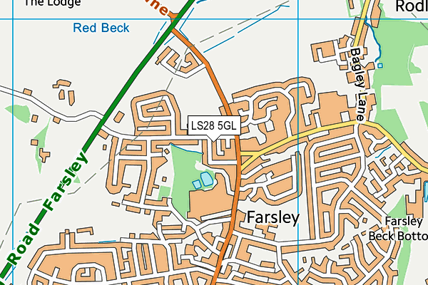 LS28 5GL map - OS VectorMap District (Ordnance Survey)