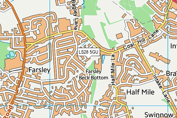 LS28 5GU map - OS VectorMap District (Ordnance Survey)