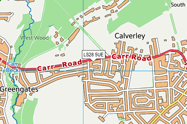 LS28 5UE map - OS VectorMap District (Ordnance Survey)