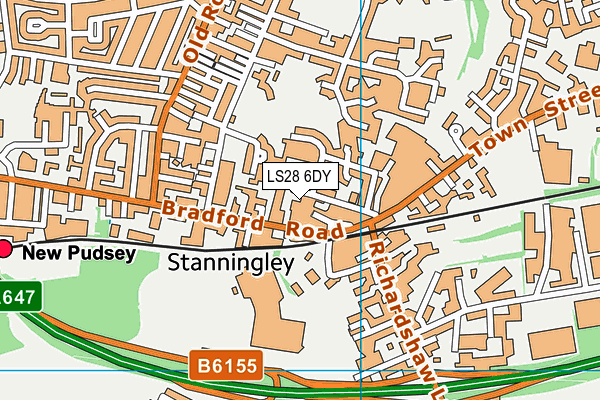 LS28 6DY map - OS VectorMap District (Ordnance Survey)