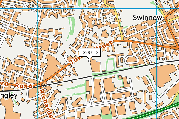 LS28 6JS map - OS VectorMap District (Ordnance Survey)