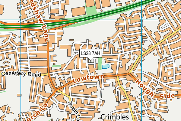LS28 7AH map - OS VectorMap District (Ordnance Survey)
