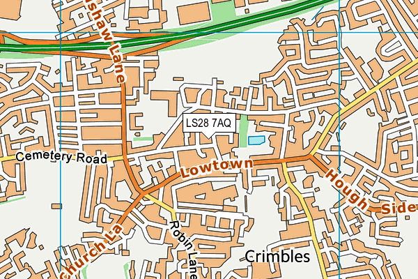 LS28 7AQ map - OS VectorMap District (Ordnance Survey)