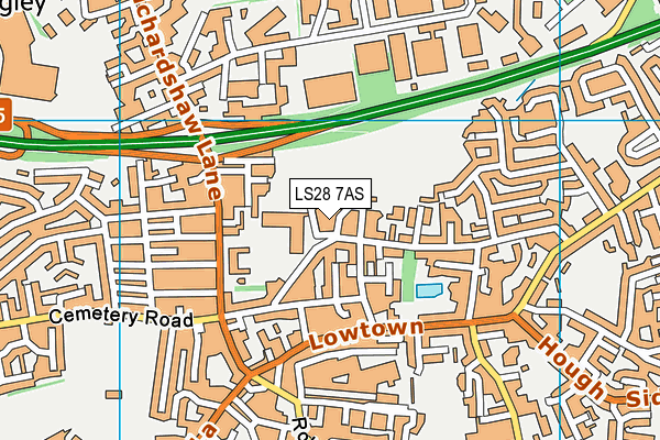 LS28 7AS map - OS VectorMap District (Ordnance Survey)