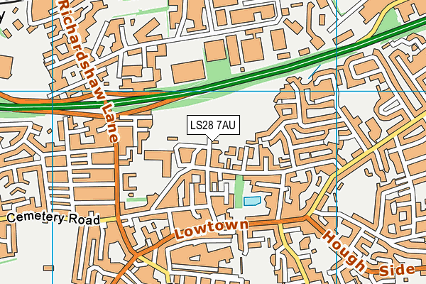 LS28 7AU map - OS VectorMap District (Ordnance Survey)
