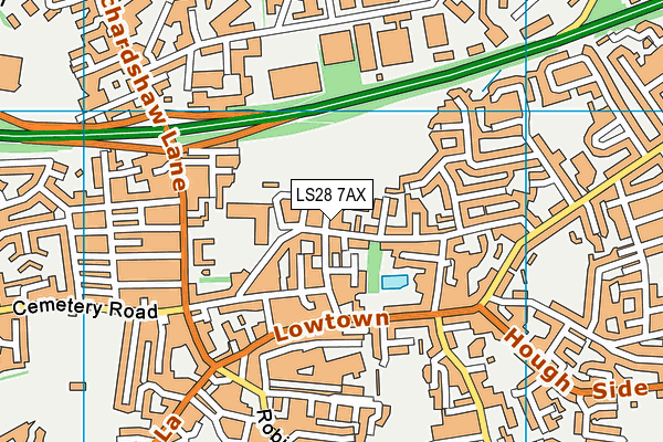 LS28 7AX map - OS VectorMap District (Ordnance Survey)