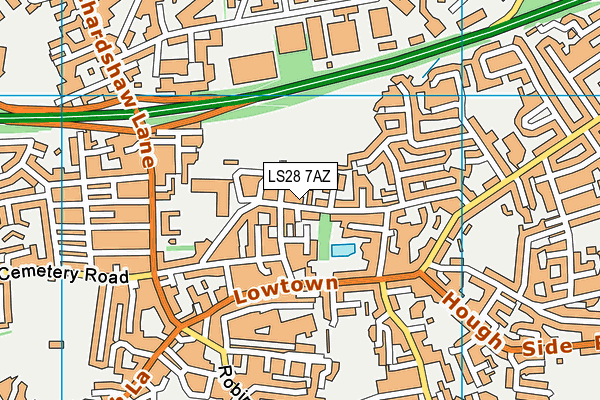 LS28 7AZ map - OS VectorMap District (Ordnance Survey)