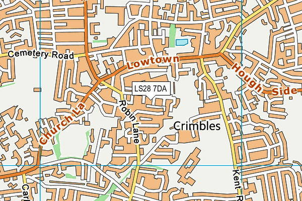 LS28 7DA map - OS VectorMap District (Ordnance Survey)