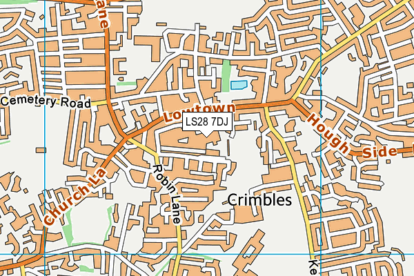LS28 7DJ map - OS VectorMap District (Ordnance Survey)