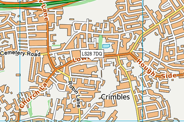 LS28 7DQ map - OS VectorMap District (Ordnance Survey)