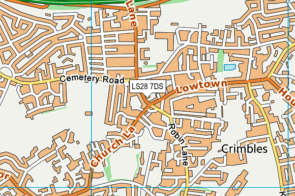 LS28 7DS map - OS VectorMap District (Ordnance Survey)