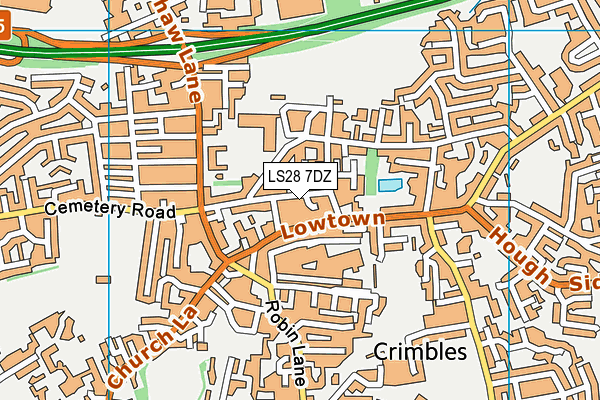 LS28 7DZ map - OS VectorMap District (Ordnance Survey)