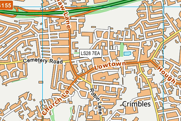 LS28 7EA map - OS VectorMap District (Ordnance Survey)