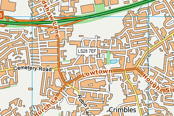 LS28 7EF map - OS VectorMap District (Ordnance Survey)