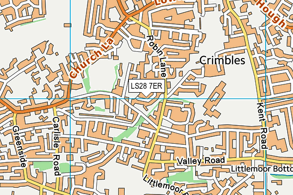 LS28 7ER map - OS VectorMap District (Ordnance Survey)