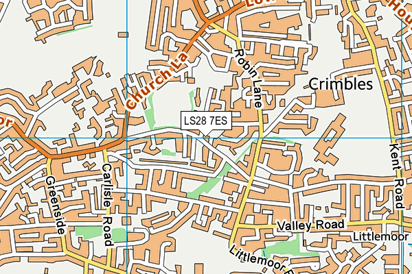 LS28 7ES map - OS VectorMap District (Ordnance Survey)