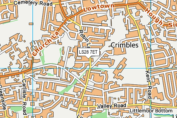 LS28 7ET map - OS VectorMap District (Ordnance Survey)