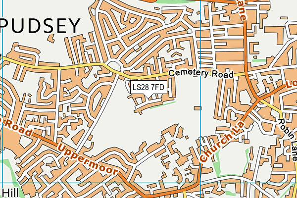 Queens Park (Pudsey Juniors Pitches) map (LS28 7FD) - OS VectorMap District (Ordnance Survey)