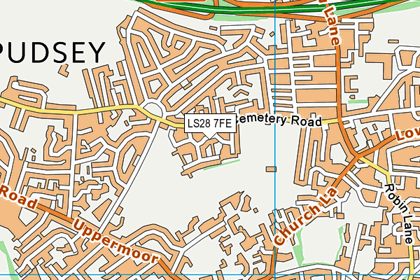LS28 7FE map - OS VectorMap District (Ordnance Survey)