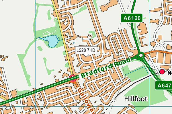 LS28 7HD map - OS VectorMap District (Ordnance Survey)