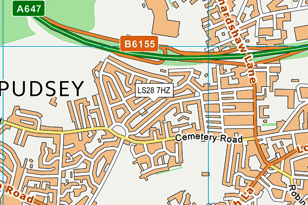 LS28 7HZ map - OS VectorMap District (Ordnance Survey)