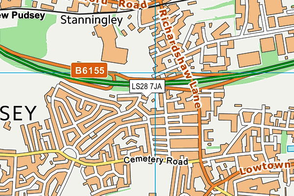 LS28 7JA map - OS VectorMap District (Ordnance Survey)